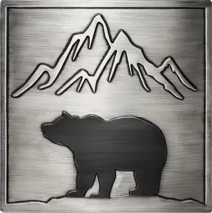 Bear and mountains metal wall art tiles II silver version