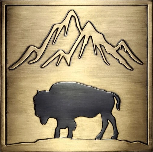 Bison and mountains brass version