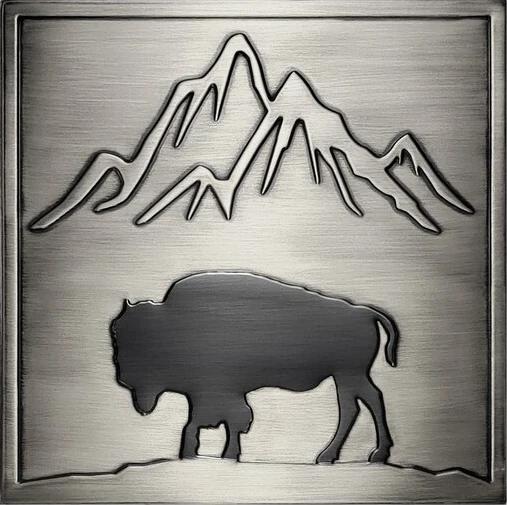 Bison and mountains silver version