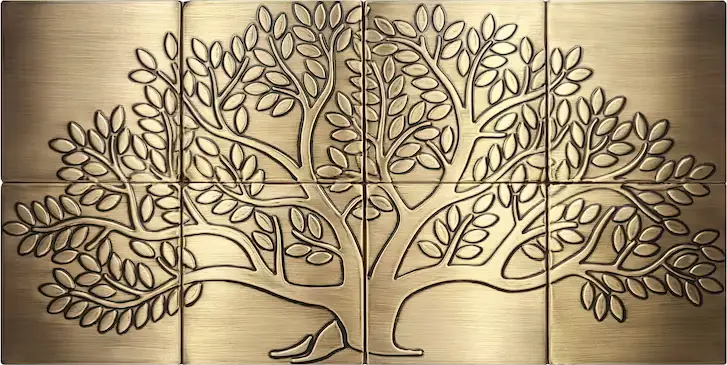 Tree of Life on 8 Handmade brass Tiles