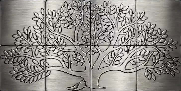 Tree of Life on 8 Handmade steel Tiles