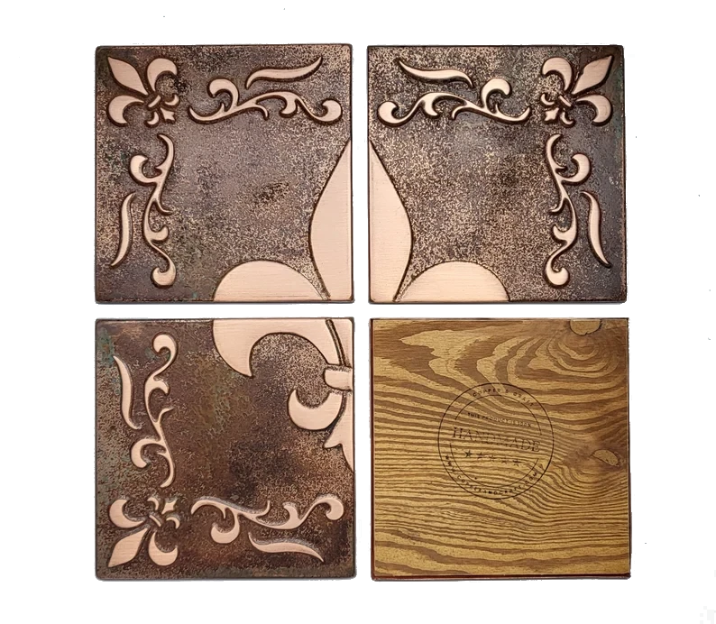 fleur-de-lis-metal-tiles-brown patina 3