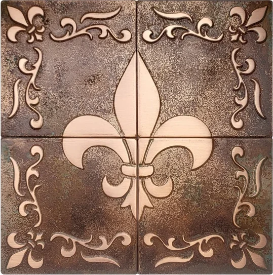 fleur-de-lis-metal-tiles-brown patina