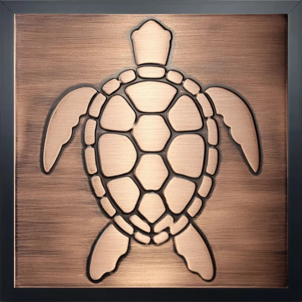 sea turtle in wooden frame